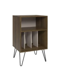 Novogratz Concord Turntable Stand - Dark Oak/White -FurniHaven Shop Q4REU SQ3 0000000006 OAK SLd