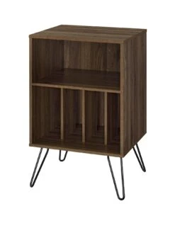 Novogratz Concord Turntable Stand - Walnut Effect -FurniHaven Shop Q4REW SQ3 0000000007 WALNUT SLa