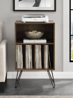 Novogratz Concord Turntable Stand - Walnut Effect -FurniHaven Shop Q4REW SQ4 0000000007 WALNUT SLd