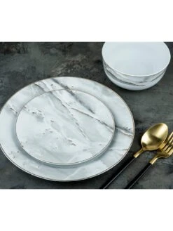 WATERSIDE Marble And Gold 12-Piece Dinner Set -FurniHaven Shop Q4VNF SQ3 0000001113 MARBLE SLd1