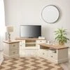 Very Home Crawford 3 Piece Package - TV Unit, Coffee Table And Lamp Table - Ivory/Oak Effect -FurniHaven Shop Q7KF9 SQ1 0000000565 IVORY OAK SLf