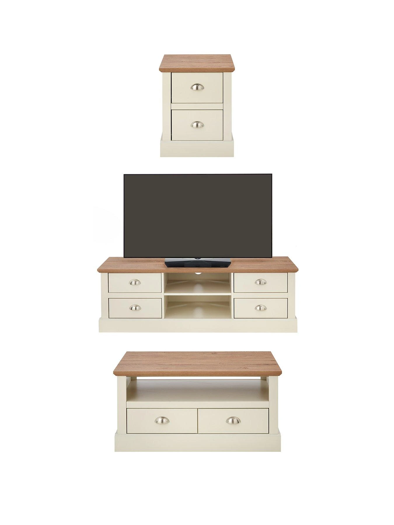 Very Home Crawford 3 Piece Package - TV Unit, Coffee Table And Lamp Table - Ivory/Oak Effect 4 Very Home Crawford 3 Piece Package - TV Unit, Coffee Table And Lamp Table - Ivory/Oak Effect - Image 2