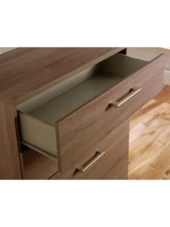 SWIFT Halton Part Assembled 4 Piece Package - 3 Door Mirrored Wardrobe, 5 Drawer Chest And 2 Bedside Chests - FSC® Certified -FurniHaven Shop Q9JX3 SQ4 0000000558 DARK OAK SLd