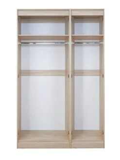 SWIFT Halton Part Assembled 4 Piece Package - 3 Door Mirrored Wardrobe, 5 Drawer Chest And 2 Bedside Chests - FSC® Certified -FurniHaven Shop Q9JX3 SQ7 0000000558 DARK OAK DGy