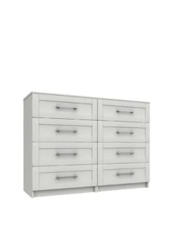 One Call Regal Ready Assembled 4 + 4 Drawer Chest -FurniHaven Shop Q9PLG SQ3 0000000559 WHITE GLOSS SLa