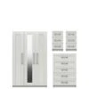 One Call Regal Package - Part Assembled 3 Door Mirrored Wardrobe, 5 Drawer Chest And 2 Bedside Chests -FurniHaven Shop Q9PLJ SQ1 0000000559 WHITE GLOSS SLf