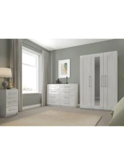 One Call Regal Ready Assembled 3 Piece Package - 5 Drawer Chest And Set Of 2 Bedside Chests -FurniHaven Shop Q9PLM SQ2 0000000559 WHITE GLOSS RSr