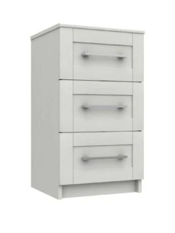 One Call Regal Ready Assembled 3 Drawer Bedside Chest -FurniHaven Shop Q9PN7 SQ3 0000000559 WHITE GLOSS SLa