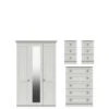 One Call Harris 4 Piece Part Assembled Package 3 Door Mirrored Wardrobe, 5 Drawer Chest And 2 Bedside Chests -FurniHaven Shop Q9PNL SQ1 0000000013 WHITE SLf