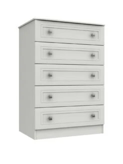One Call Harris 3 Piece Ready Assembled Package - 5 Drawer Chest And 2 Bedside Chests -FurniHaven Shop Q9PNN SQ3 0000000013 WHITE SLa