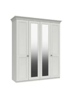 One Call Harris Part Assembled 4 Door Mirrored Wardrobe -FurniHaven Shop Q9PNP SQ3 0000000013 WHITE SLa