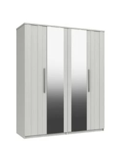 One Call Taylor Part Assembled 4 Door Mirrored Wardrobe -FurniHaven Shop Q9QWR SQ3 0000000013 WHITE SLa