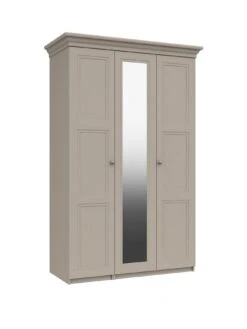 One Call Reid Part Assembled 3 Door Mirrored Wardrobe -FurniHaven Shop Q9QYG SQ3 0000000179 TAUPE SLa