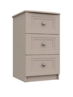 One Call Reid Ready Assembled 3 Drawer Bedside Chest -FurniHaven Shop Q9R6D SQ3 0000000179 TAUPE SLa