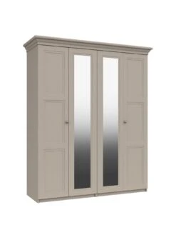 One Call Reid Part Assembled 4 Door Mirrored Wardrobe -FurniHaven Shop Q9R6E SQ3 0000000179 TAUPE SLa