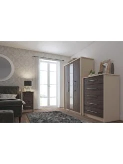 One Call Smyth 3 Piece Ready Assembled Package - 5 Drawer Chest And 2 Bedside Chests -FurniHaven Shop Q9V6K SQ2 0000014757 DARK GREY TAUPE RSr