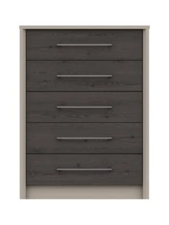 One Call Smyth 3 Piece Ready Assembled Package - 5 Drawer Chest And 2 Bedside Chests -FurniHaven Shop Q9V6K SQ6 0000014757 DARK GREY TAUPE SLd2
