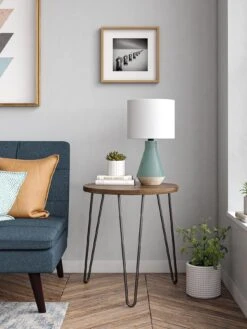 Dorel Home Owen Round Side Table - Walnut Effect