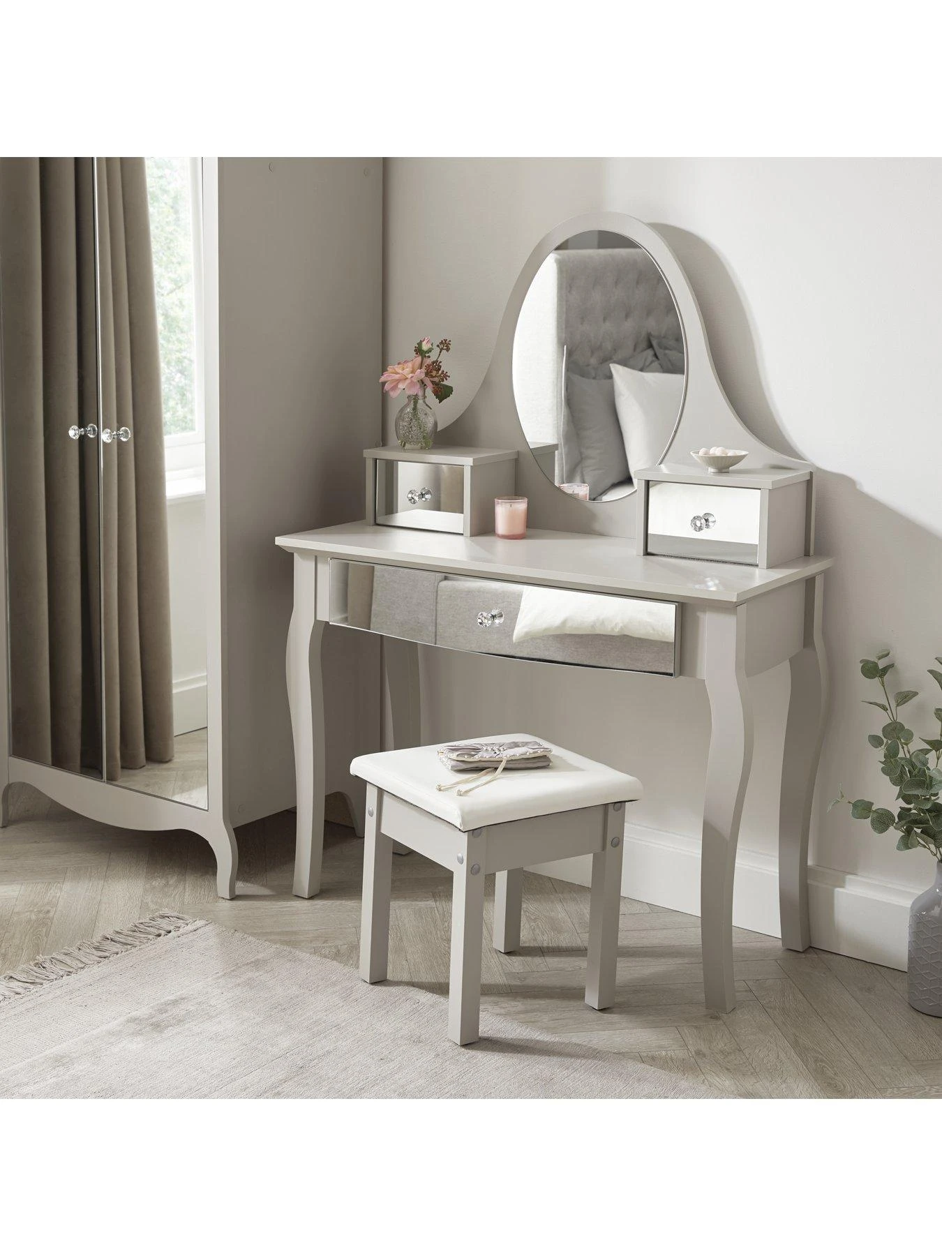 Very Home Sandy Mirrored Dressing Table And Stool Set 4 Very Home Sandy Mirrored Dressing Table And Stool Set - Image 2
