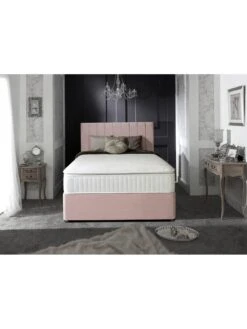 Shire Beds Liberty Velvet Divan Padded Headboard - Blush -FurniHaven Shop QDDJN SQ5 0000000591 BLUSH SLd1