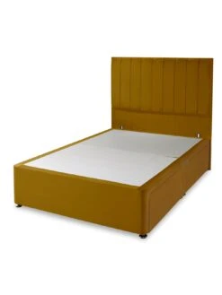 Shire Beds Liberty Velvet Divan Padded Headboard - Ochre -FurniHaven Shop QDDJV SQ6 0000001323 OCHRE SLd2