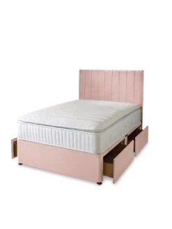 Shire Beds Liberty 1000 Pocket Pillowtop Divan Bed With Storage Options - Excludes Headboard -FurniHaven Shop QDDNR SQ2 0000000591 BLUSH SLf