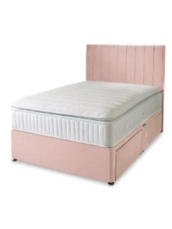 Shire Beds Liberty 1000 Pocket Pillowtop Divan Bed With Storage Options - Excludes Headboard -FurniHaven Shop QDDNR SQ4 0000000591 BLUSH SLd