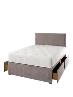 Shire Beds Tivoli Ortho Divan With Storage Options - Excludes Headboard -FurniHaven Shop QDDWE SQ2 0000000005 GREY SLf