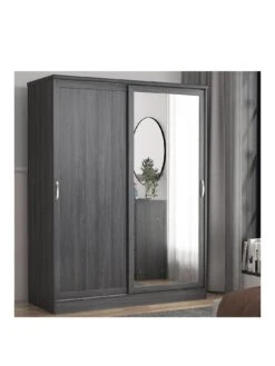 Very Home Camberley 2 Sliding Door Mirrored Wardrobe - Dark Oak Effect -FurniHaven Shop QE7EY SQ3 0000000558 DARK OAK SLa