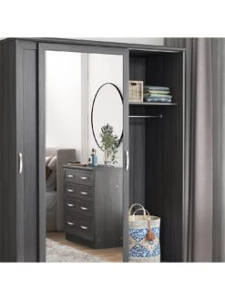 Very Home Camberley 2 Sliding Door Mirrored Wardrobe - Dark Oak Effect -FurniHaven Shop QE7EY SQ4 0000000558 DARK OAK SLd