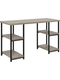 Dorel Home Elmwood Double Pedestal Desk -FurniHaven Shop QFTMD SQ3 0000006131 GREY OAK SLd