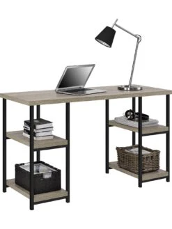 Dorel Home Elmwood Double Pedestal Desk -FurniHaven Shop QFTMD SQ4 0000006131 GREY OAK SLd1