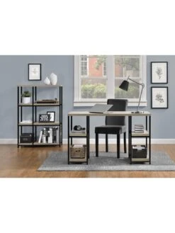 Dorel Home Elmwood Double Pedestal Desk -FurniHaven Shop QFTMD SQ5 0000006131 GREY OAK SLd2