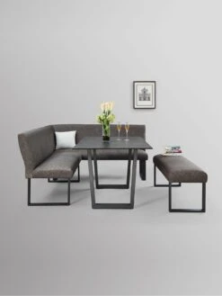 Very Home Ohio 160 Cm Dining Table + 2 Benches Corner Dining Set  -FurniHaven Shop QGWFN SQ2 0000000114 BLACK GREY RSr