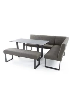Very Home Ohio 160 Cm Dining Table + 2 Benches Corner Dining Set  -FurniHaven Shop QGWFN SQ4 0000000114 BLACK GREY SLd