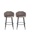 Michelle Keegan Home Pair Of Angel Scallop Bar Stools - Grey Velvet -FurniHaven Shop QGWFQ SQ1 0000000005 GREY SLf