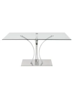 Very Home Alice Rectangle 160 Cm Glass Top Dining Table, 1 Bench And 4 Velvet Chairs Dining Set -FurniHaven Shop QGWKT SQ5 0000000005 GREY SLd