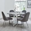 Very Home Ivy Marble Effect 120 Cm Circle Dining Table + 4 Chairs -FurniHaven Shop QJ94L SQ1 0000015145 MARBLE CHROME SLf