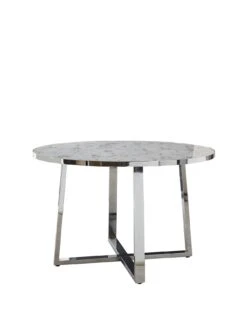Very Home Ivy Marble Effect 120 Cm Circle Dining Table + 4 Chairs -FurniHaven Shop QJ94L SQ3 0000015145 MARBLE CHROME SLf