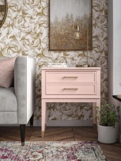 CosmoLiving By Cosmopolitan Westerleigh Side Table- Pink/Gold -FurniHaven Shop QKG46 SQ5 0000000743 PINK GOLD SLd1