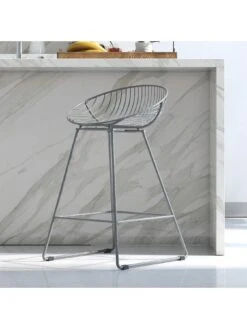 CosmoLiving By Cosmopolitan Ellis Wire Bar Stool - Grey -FurniHaven Shop QKG4P SQ5 0000000005 GREY SLd1