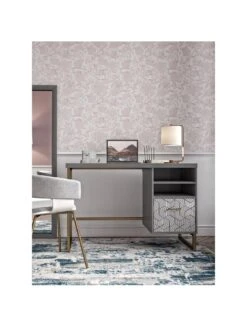 CosmoLiving By Cosmopolitan Scarlett Single Pedestal Desk - Graphite Grey -FurniHaven Shop QKG93 SQ2 0000000005 GREY RSr