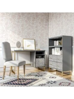 CosmoLiving By Cosmopolitan Scarlett Single Pedestal Desk - Graphite Grey -FurniHaven Shop QKG93 SQ4 0000000005 GREY SLd1