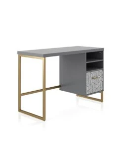 CosmoLiving By Cosmopolitan Scarlett Single Pedestal Desk - Graphite Grey -FurniHaven Shop QKG93 SQ5 0000000005 GREY SLd2