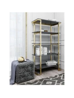 CosmoLiving By Cosmopolitan Camila Bookcase - Grey/Gold -FurniHaven Shop QKG9D SQ2 0000000005 GREY RSr