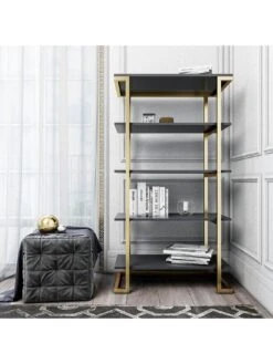 CosmoLiving By Cosmopolitan Camila Bookcase - Grey/Gold -FurniHaven Shop QKG9D SQ3 0000000005 GREY SLd