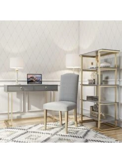 CosmoLiving By Cosmopolitan Camila Bookcase - Grey/Gold -FurniHaven Shop QKG9D SQ4 0000000005 GREY SLd1