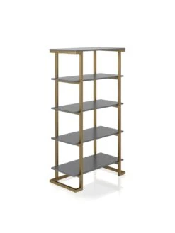 CosmoLiving By Cosmopolitan Camila Bookcase - Grey/Gold -FurniHaven Shop QKG9D SQ5 0000000005 GREY SLd2