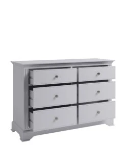 K-Interiors Sherwood Ready Assembled Solid Wood  3 + 3 Drawer Chest -FurniHaven Shop QLUUM SQ5 0000000005 GREY SLd1
