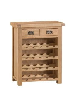 K-Interiors Alana Ready Assembled Solid Wood Wine Cabinet -FurniHaven Shop QMAVY SQ3 0000000138 RUSTIC OAK SLa